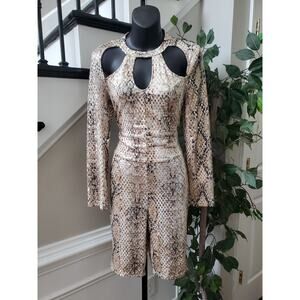 Touch Me Women's Multicolor Polyester Crew Neck Long Sleeve Casual Jumpsuit L